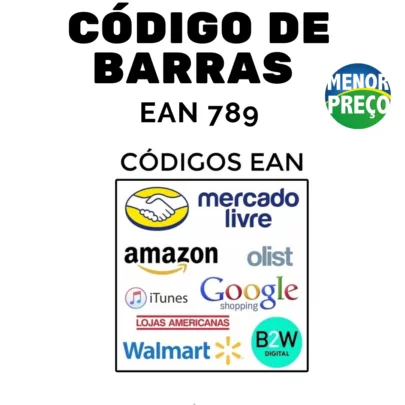 19736150 Códigos de Barras Ean 13 Brasileiro somente Marketplace