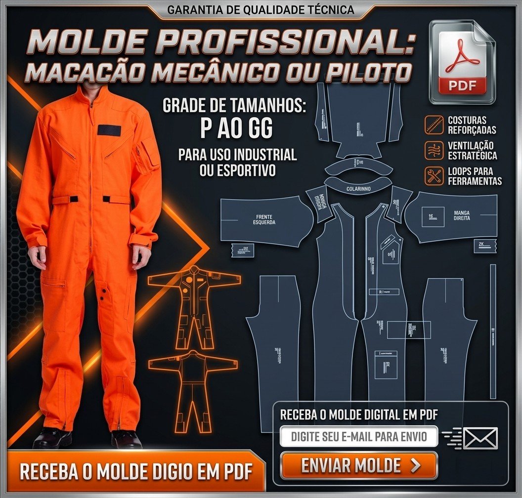 233541Molde Modelagem Macacão Mecânico ou Piloto